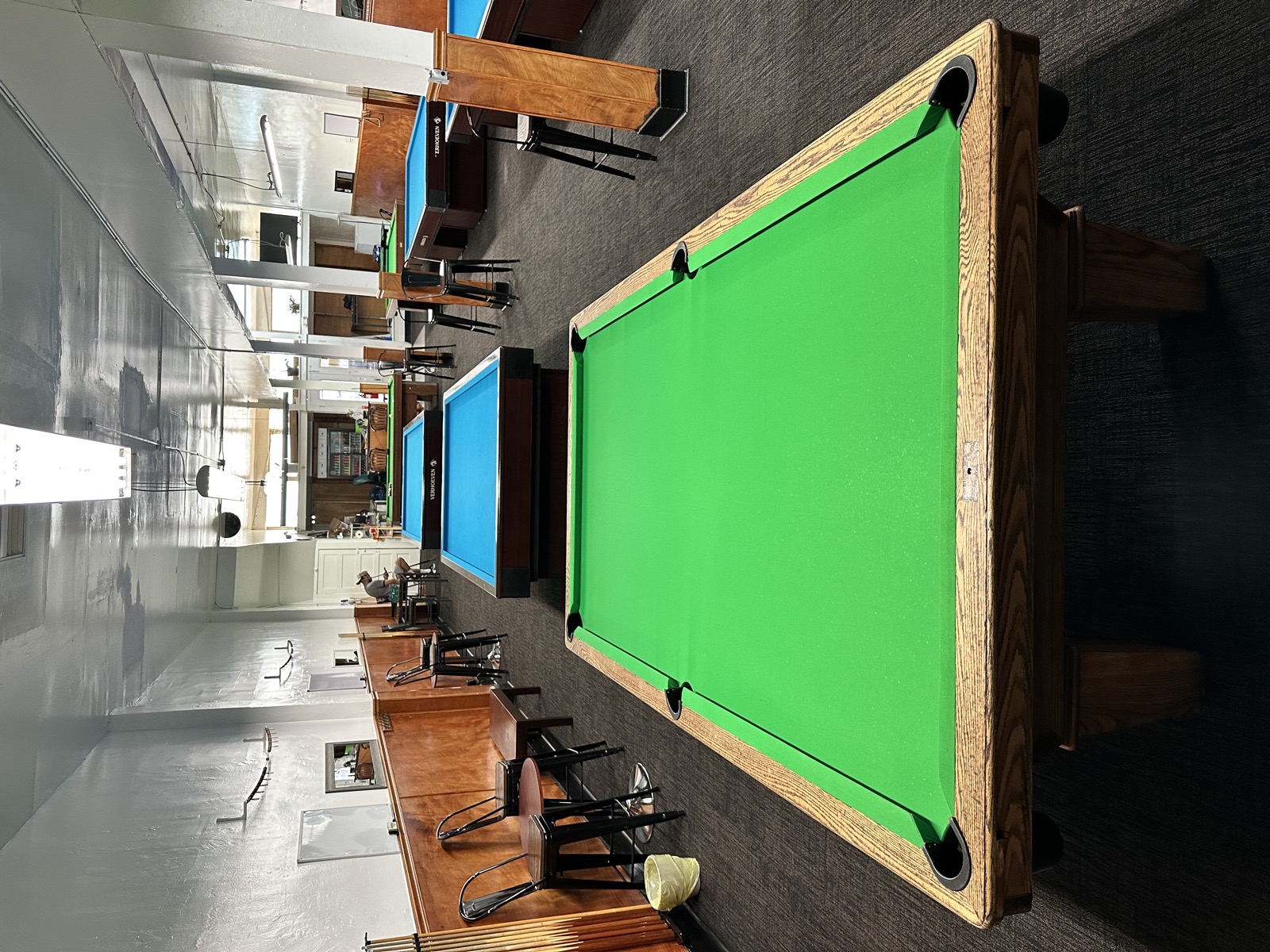 Close view of a fresh green felt table